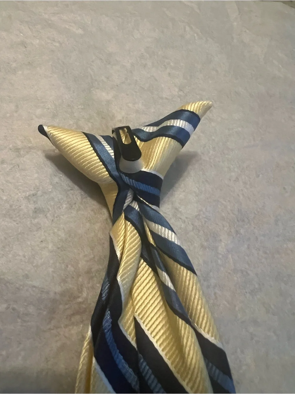 Yellow and Navy Striped Kids Tie
